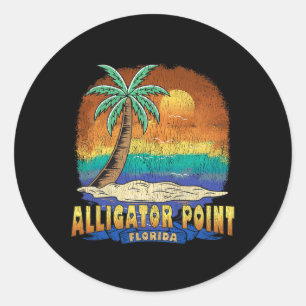 Sticker Rond Alligator Point Floride Vintage Souveni désorganis