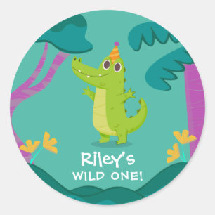 Sticker Rond Alligator Wild One