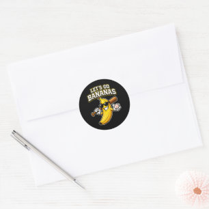 Sticker Rond Allons Bananes Baseball Rétro Banane Drôle