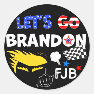 STICKER ROND ALLONS BRANDON AVEC TRUMP