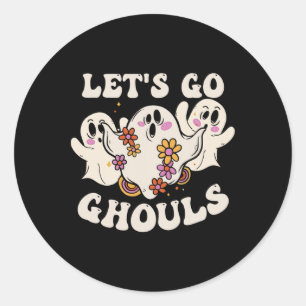 Sticker Rond Allons Gouls Costume Halloween Citrouille Fantôme