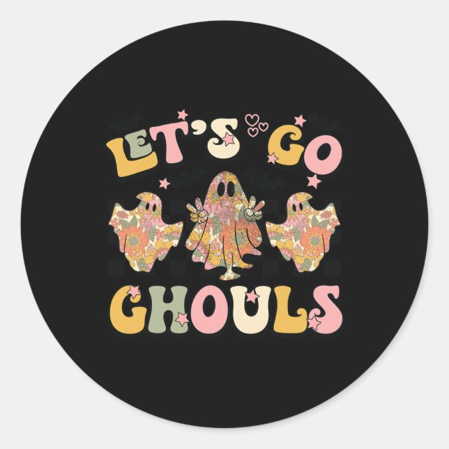 Sticker Rond Allons Gouls Halloween Ghost Costume Ret (Devant)