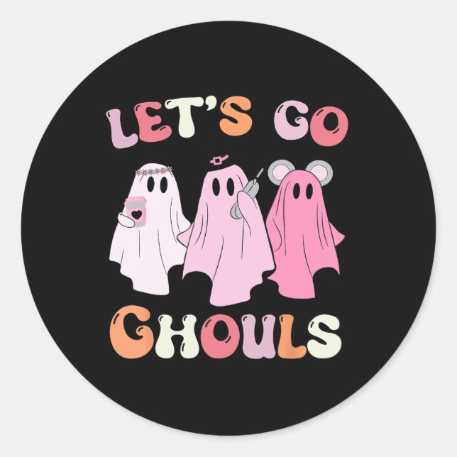 Sticker Rond Allons Gouls Halloween Ghost Costume Ret (Devant)