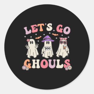 Sticker Rond Allons Gouls Retro Halloween Fantômes Femmes Jeune