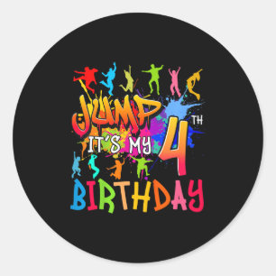 Sticker Rond Allons sauter C'est mon 4ème anniversaire Tapis d'