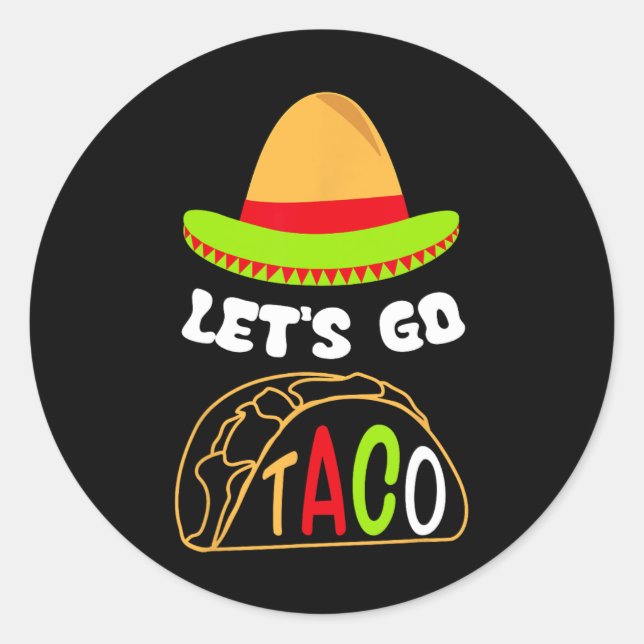 Sticker Rond Allons Taco Drôle Rétro Tee  (Devant)