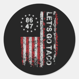 Sticker Rond Allons Taco Us Drapeau Hommes Femmes