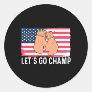 Sticker Rond Allons-y Champ Kickboxing Boxe Sports Combattant 