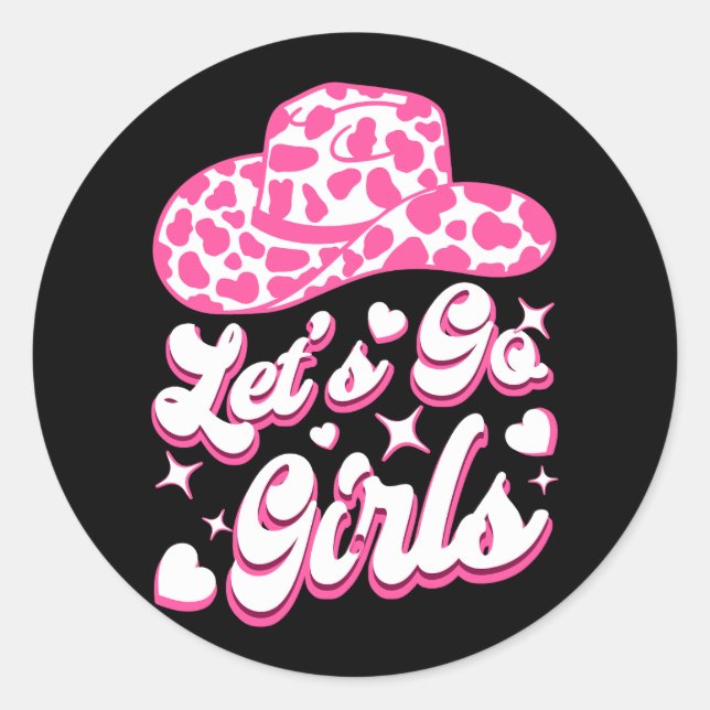 Sticker Rond Allons-y Cowgirl Casquette de pays Bridesmaid Pink (Devant)