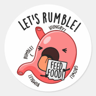 Sticker Rond Allons-y, drôle de jeu de mots sur l'estomac 