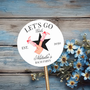Sticker Rond Allons-y Filles Cowgirl personnalisée Bachelorette