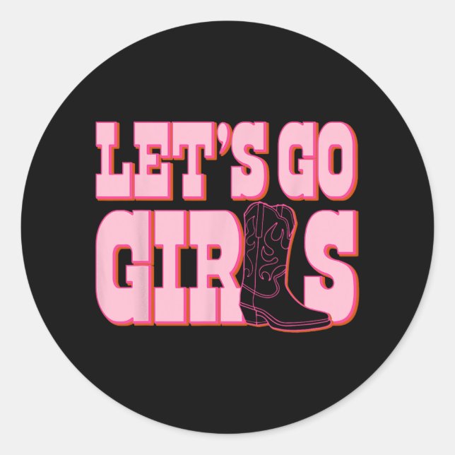 Sticker Rond Allons-y les filles Mat de fête de bachelorette de (Devant)