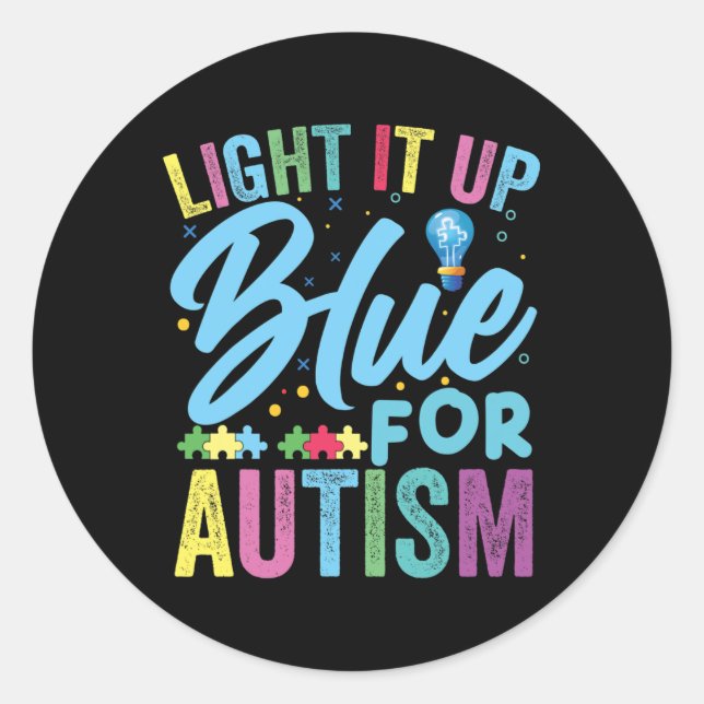 Sticker Rond Allumer la Sensibilisation sur l'autisme bleue 1 (Devant)