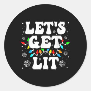 Sticker Rond Allumons-nous des chandelles amusantes de Noël Xma