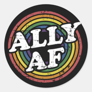 Sticker Rond Ally AF rainbow flag pour LGBT Pride mois Support