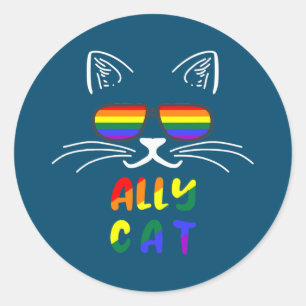 Sticker Rond Ally Cat LGBT Gay Rainbow Pride Drapeau Kittys