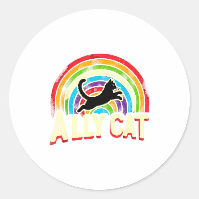 Sticker Rond Ally Cat Lgbt Pride Cat  (Devant)