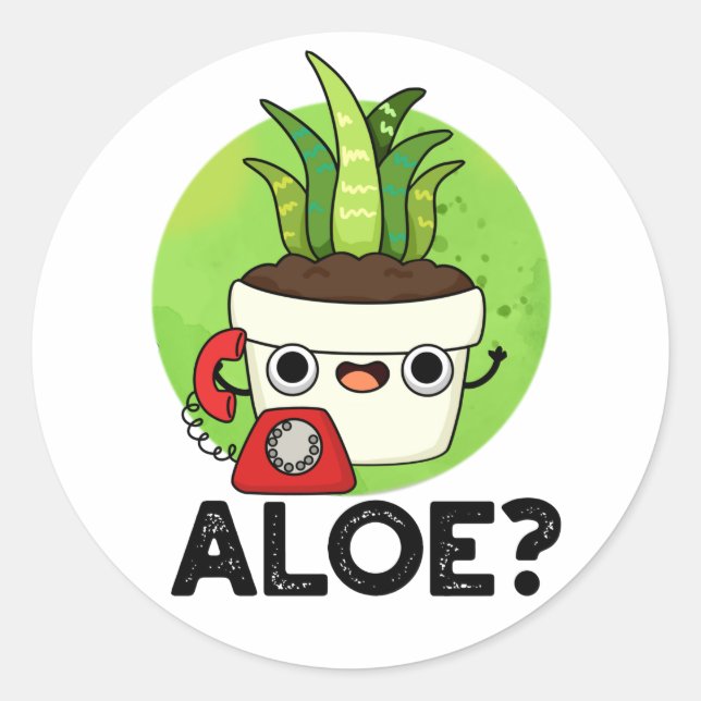 Sticker Rond Aloe Funny Plante Hello Pun (Devant)