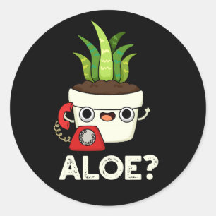 Sticker Rond Aloe Funny Plante Hello Pun Dark BG