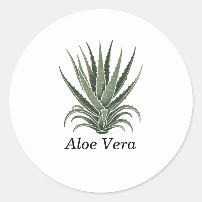 Sticker Rond Aloe Vera Plante Herbal Apothecary (Devant)