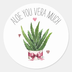 Sticker Rond Aloe You Vera Beaucoup Pun Classroom Valentine