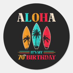 Sticker Rond Aloha 70e anniversaire Hawaii Plage tropicale Surf