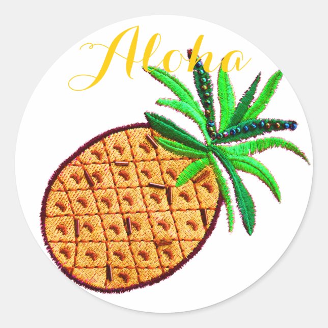 Sticker Rond Aloha ananas (Devant)
