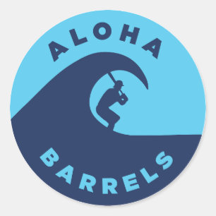 Sticker Rond Aloha Barrels 2 couleur circulaire Logo