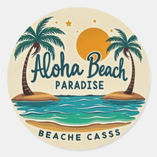 Sticker Rond Aloha Beach Paradise : Votre Évasion Tropicale Att