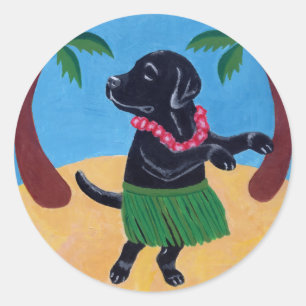 Sticker Rond Aloha Black Labrador