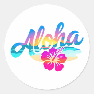 Sticker Rond Aloha été