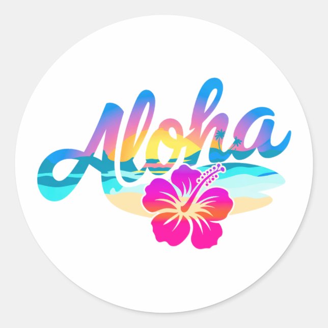 Sticker Rond Aloha été (Devant)