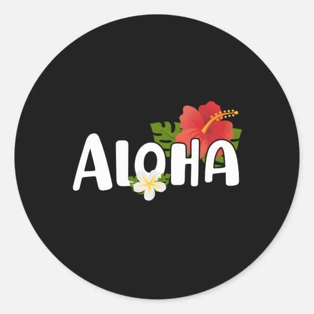 Sticker Rond Aloha Flower Hawaii Imprimer Aloha Hawaii (Devant)