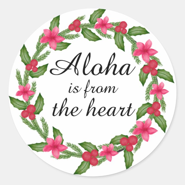 Sticker Rond Aloha hawaiian de l'autocollant du coeur (Devant)