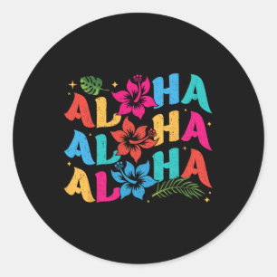 Sticker Rond Aloha Hawaiian Summer Hawaii Vacances Enfants Homm