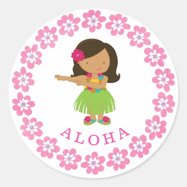 Sticker Rond Aloha Hula Danseuse (Devant)