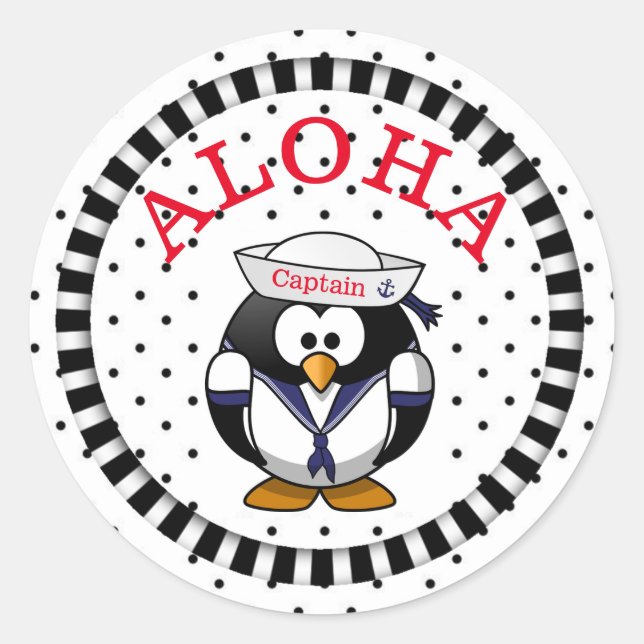 Sticker Rond Aloha Penguin (Devant)