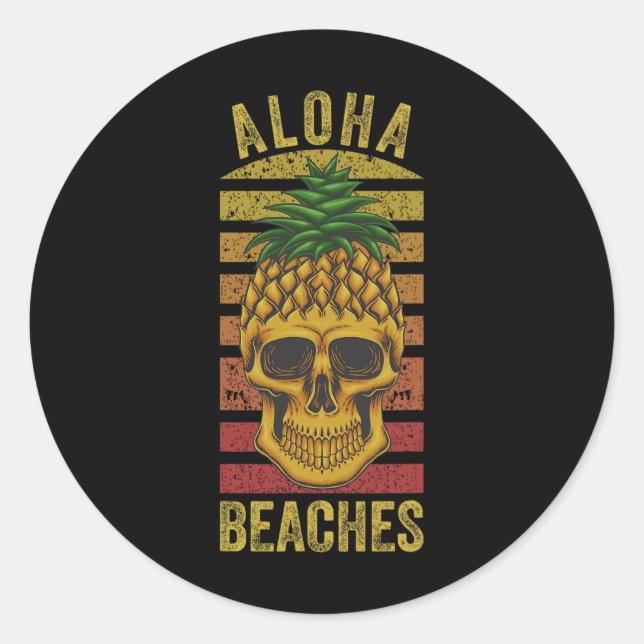Sticker Rond Aloha Plages amusantes d'Hawaï (Devant)