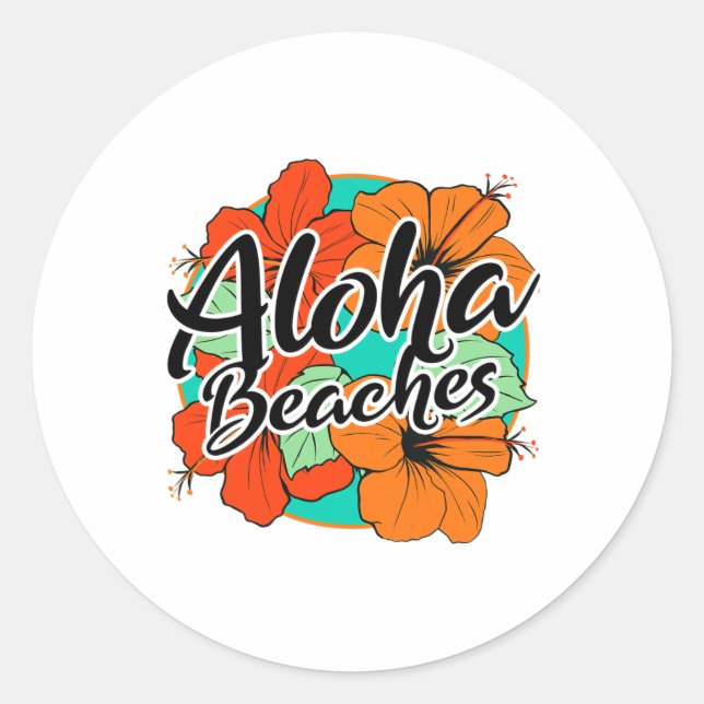 Sticker Rond Aloha Plages Tropical Hawaii Fleurs Hawaii Île Haw (Devant)