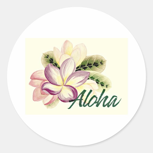 Sticker Rond Aloha Plumeria (Devant)