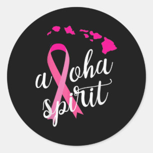 Sticker Rond Aloha Spirit Sensibilisation au cancer du sein Île