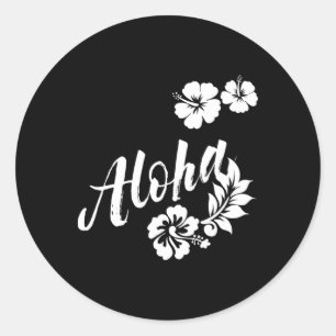 Sticker Rond Aloha Surfing Planche de Surf Hawaïenne Hommes Fem