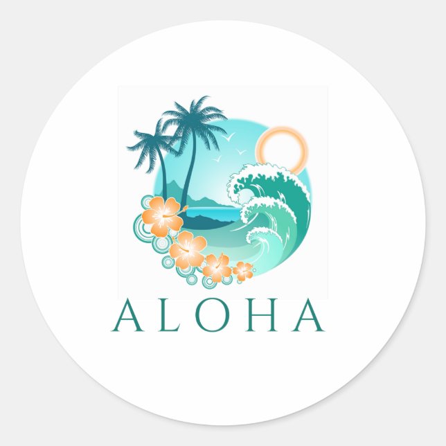 Sticker Rond Aloha Tropical (Devant)