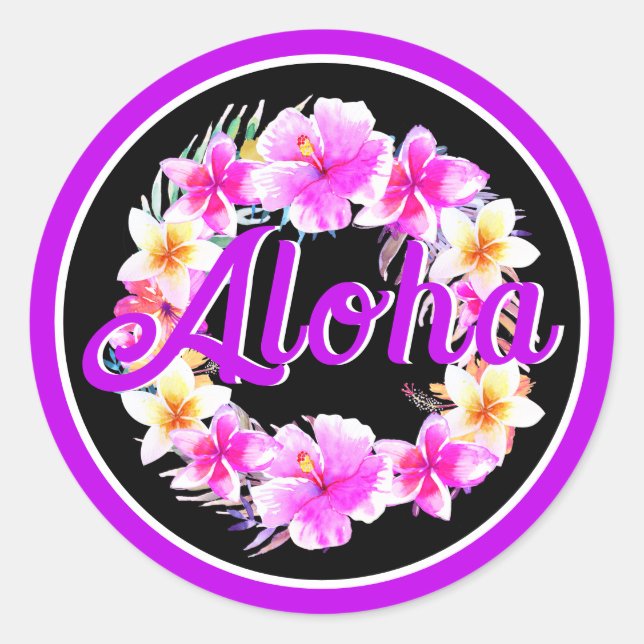 Sticker Rond Aloha Tropical Luau Graduation (Devant)