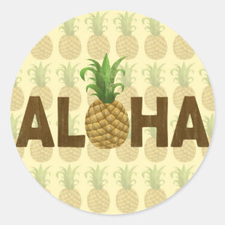 Sticker Rond Aloha Vintage ananas Hawaii Hawaii Hawaii