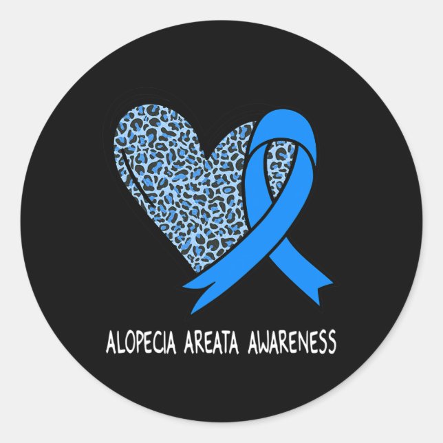 Sticker Rond Alopecia Areata Awareness Bleu Ruban (Devant)