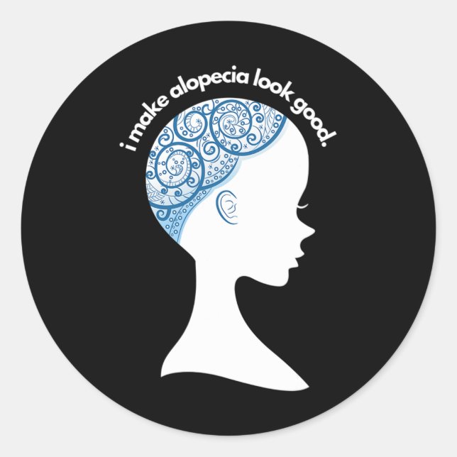 Sticker Rond Alopecia Areata Cadeau - Sensibilisation à la pert (Devant)