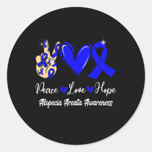 Sticker Rond Alopecia Areata Sensibilisation Paix Aimer Hope Bl