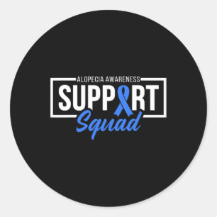 Sticker Rond Alopecia Awareness Support Squad I Wear Blue Ribbo