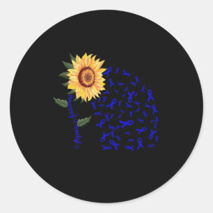 Sticker Rond Alopecia Sensibilisation Bleu foncé Ruban Perte de